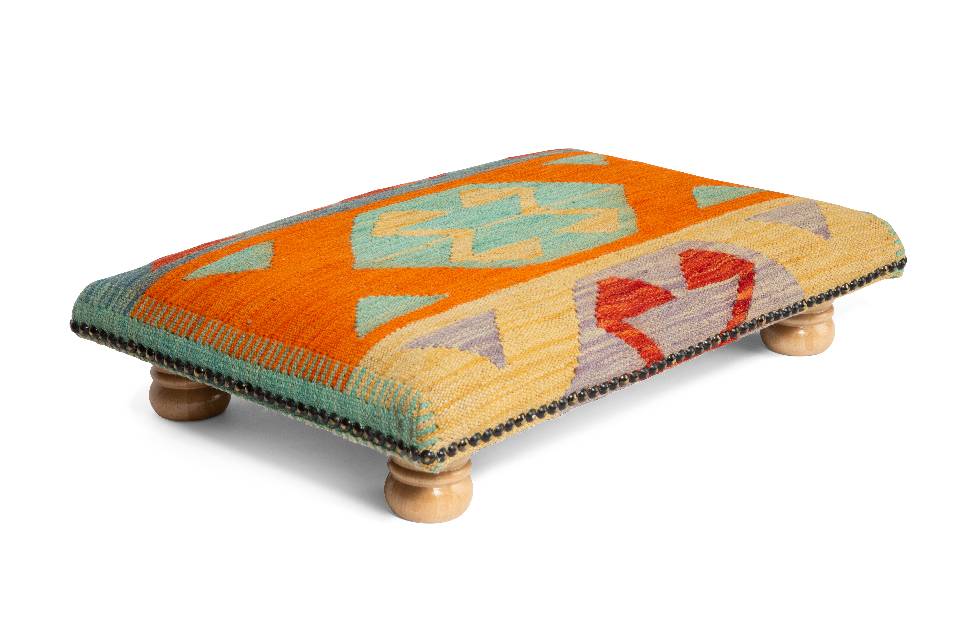 Unique colourful large and low rectangle foot stool
