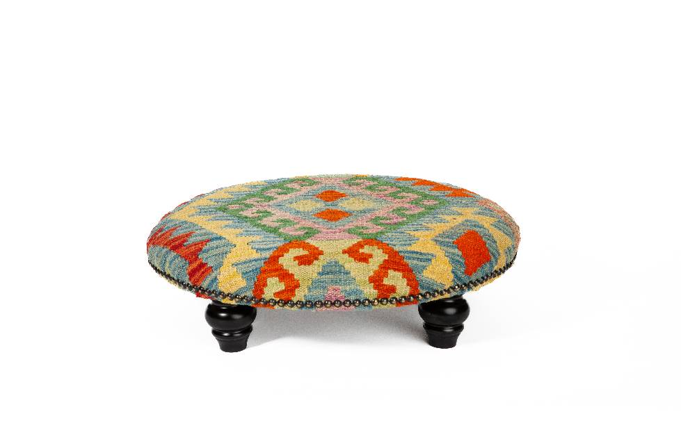 Large round colourful foot stool